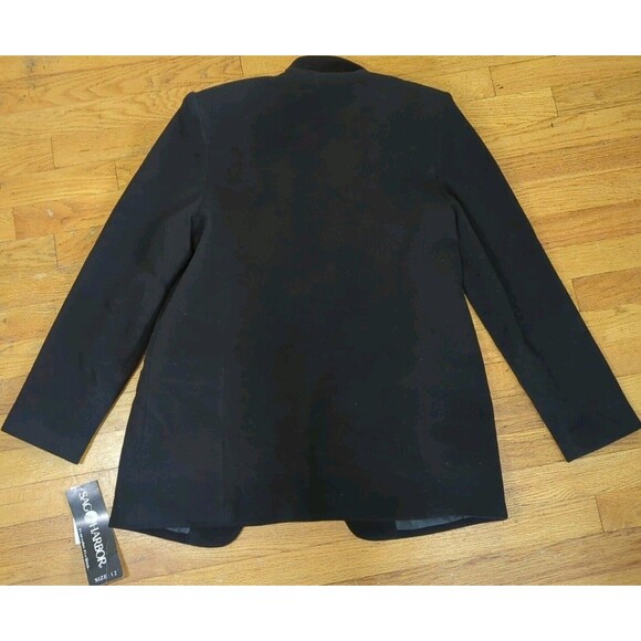 New Sag Harbor Womens Blazer Black Wool Nylon Cashmere One Button Sz 12 Jacket - Picture 9 of 9